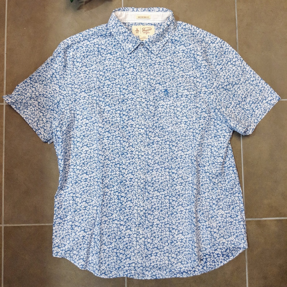 Casual Blue and White Button down